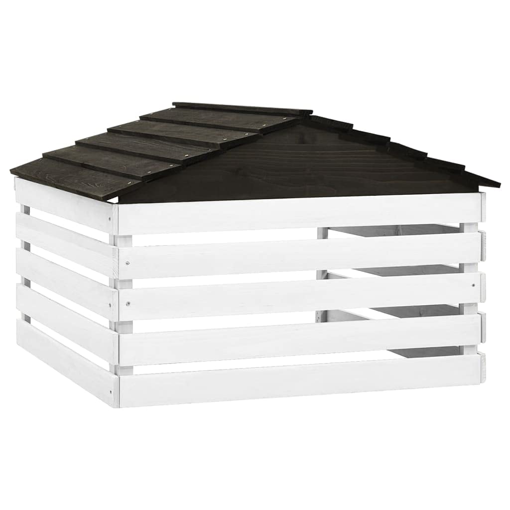 Mangloder Garaje para robot cortacésped de madera maciza de abeto, negro y blanco, 78 x 74 x 54 cm, protección contra la intemperie para cortacésped, estación de carga, exterior, resistente al