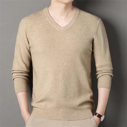 Mens Wool Sweater Knit Pullover Long Sleeves V Neck Slim Fit Lightweight Soft Jumper Top2