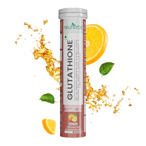 Image of Neuherbs Glutathione 600mg - 15 Effervescent Tablets For Healthy & Glowing Skin | L-Glutathione Tablet, Liposomal glutathione with resveratrol, Vitamin C & E For Skin Glow, Hydration & Anti Pigmentation | Orange Flavour
