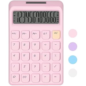 Cute Calculator, Calculators Desktop, Pink Calculator Big Buttons, Solar and Battery Dual Power, 12-Digits Large LCD Display, Desk Calculators for Office Home School Basic Business (Pink)