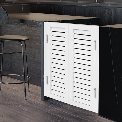 Elegant Wooden Half Swinging Doors, 35.4" W x 35.4" H, Cafe Entrance with 4 Metal Hinges, Perfect for Kitchen, Bar, Barn, Porch - Stylish Ele White Design