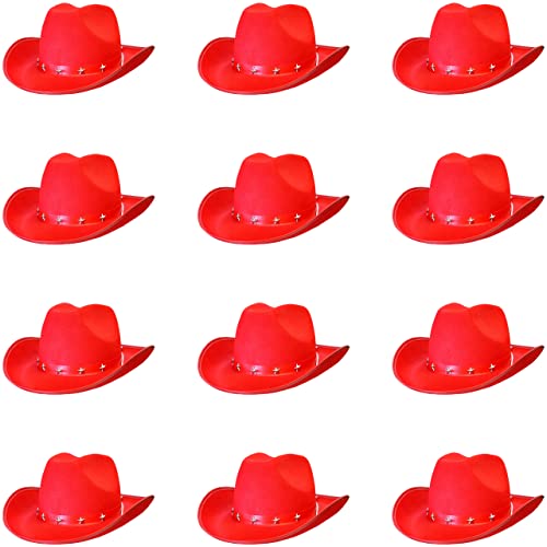 Cowboyhut, Kostümzubehör, Roter Stern, Nieten, Cowgirlhut, Wilder Westen, 12 Stück