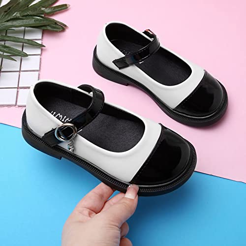 Girls Toddler/Little Kid/Big Kid Dress Shoes Non Slip Leather Sandals Princess School Party (White, 13.5 Little Child)3