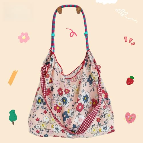 Bolso tote floral para hombro, bolso de mano casual con bolsillo interior, bolso suave multiusos para viaje y compras miniatura 4