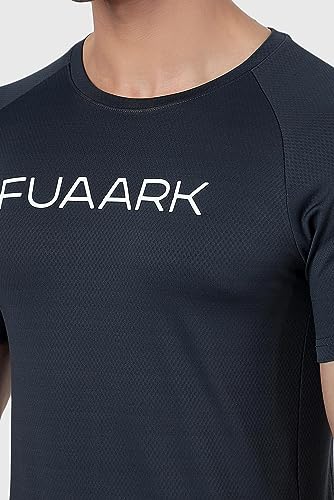 Image of FUAARK Men's Aura Textured Round Neck Regular Fit Gym Sports T-Shirt