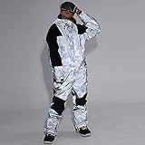 snowboard apparel outlet ✿ [Diseño profesional]: sombrero a prueba de viento de una pieza, puños y dobladillo de cuello alto se pueden ajustar elásticamente; varios bolsillos de seguridad con cremallera; Malla de cremallera transpirable dentro de la pierna de los pantalones de nieve para mantenerlo seco y cálido en todo momento.