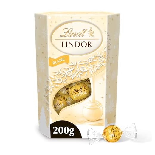 Lindt - Cornet LINDOR - Assortiment de Chocolats Blancs - Cœur fondant - Idéal pour Noël, 200g