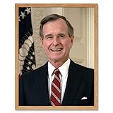Artery8 US President George H W Bush Portrait Photo Artwork Framed Wall Art Print 9X7 Inch