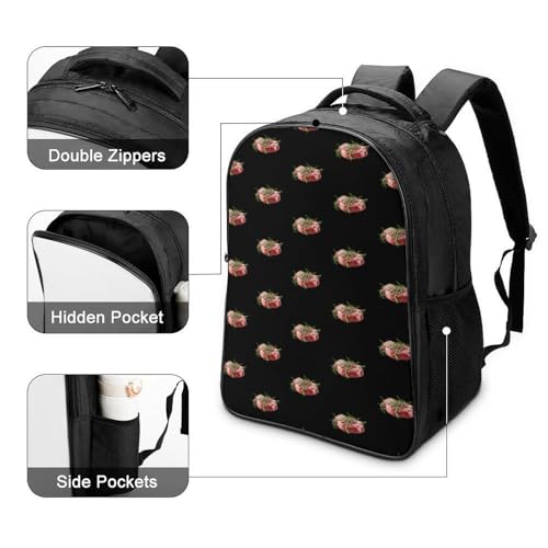 Steak Meat Food Funny 16 Inch Backpack for Men Women Casual Daypack with 2 Compartment for Travel Work4