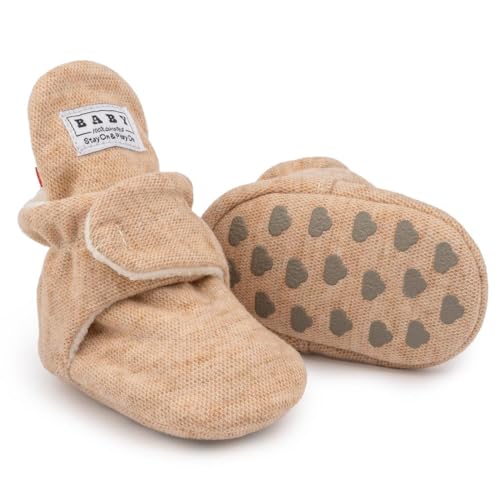 Sawimlgy Newborn Infant Baby Girl Boy Cotton Booties Stay On Sock Slippers Soft Bedroom Shoes Non-Skid Ankle Boots With Grippers Toddler Crib Warm Shoe First Walker Birthday Shower - Main Image