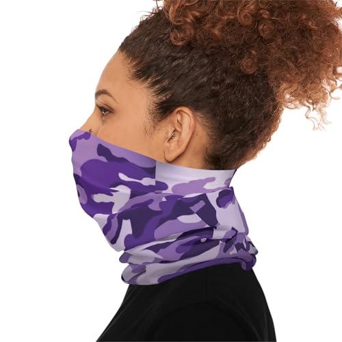 Purple Camo Neck Gaiter Scarf Bandana Tube Cover Headwear Balaclava Headband Headwrap for Men and Women2