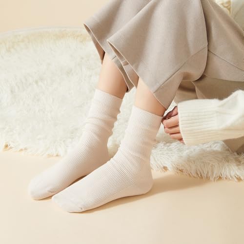 Image of J-BOX 10 pairs Crew Socks for Women Knit Ribbed Cotton Socks Running Athletic