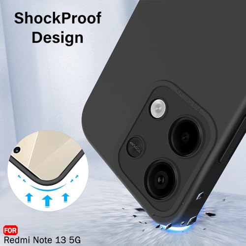 Image of TheGiftKart Liquid Silicon Back Cover Case for Mi Redmi Note 13 5G | Stylish Camera Protection Module | Micro-Fibre Lining Inside | Shockproof Back Cover Case for Redmi Note 13 5G (Silicone, Black)