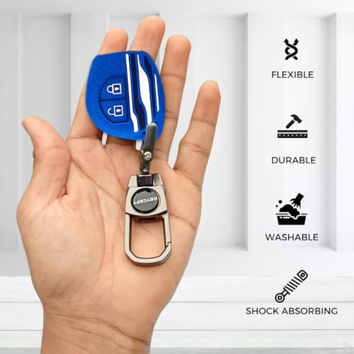 Image of KEYCEPT Tristar Key Cover for Suzuki Swift, Dzire, Ertiga, Baleno, Grand Vitara, Celerio, WagonR, Brezza, Scross, Fronx, Jimny, Ignis (2 Burron Remote Key)(Type 2, Blue)
