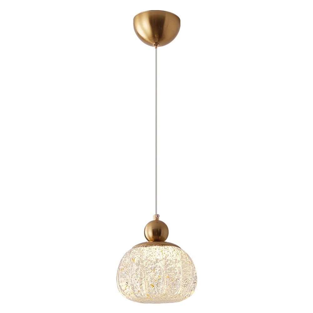 Mid Century Modern Pendant Light, Gold Finish with Textured Resin Shade, Adjustable 2M Cord, Iron Art Hanging Lamp for Bedside, Bedroom, Dining Room, Living Room Decor