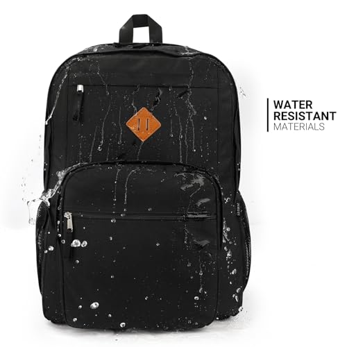Image of ZORFIN 36L Black Backpack for College, and Travel: Water Resistant Bookbag