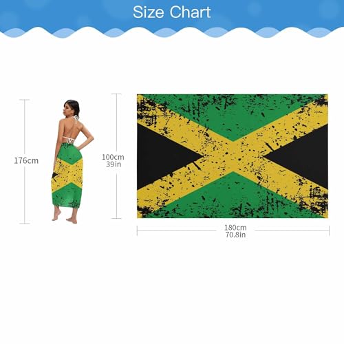Women's Sarongs Cover Ups for Swimwear Beach Bikini Wraps Jamaica Flag Scarf4