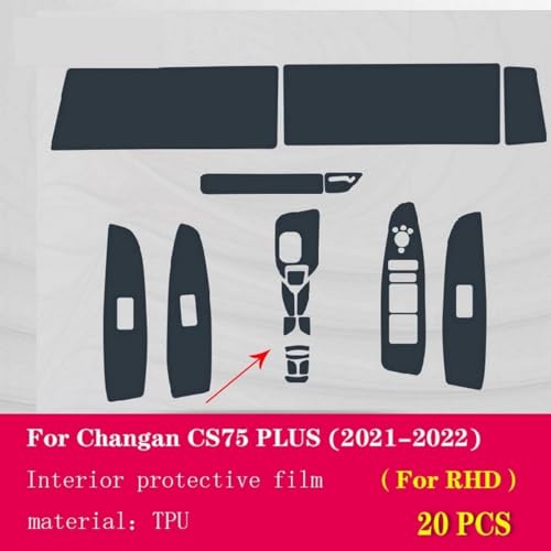 Película protectora de TPU para Changan CS75 Plus 2021-22 RHD transparente 4
