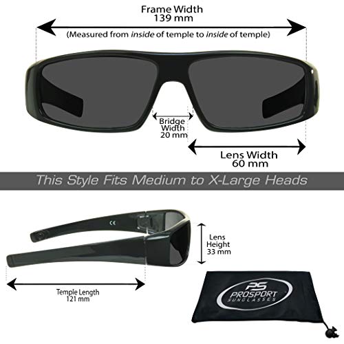 Prosport Full Lens Reading Sunglasses Black +1.50 Not Bifocal Dark Tinted Wrap Black Sport Motorcycle Driving #TOP1