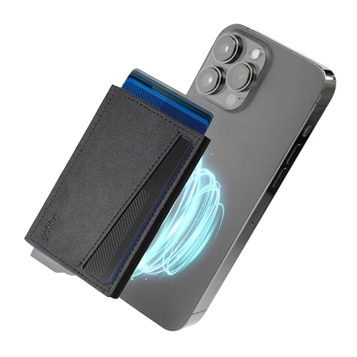 Goblue MagPop GO4 Wallet for iPhone Premium Synthetic Leather, Aerospace Aluminum, Black, Black/White, De mano, Contemporary