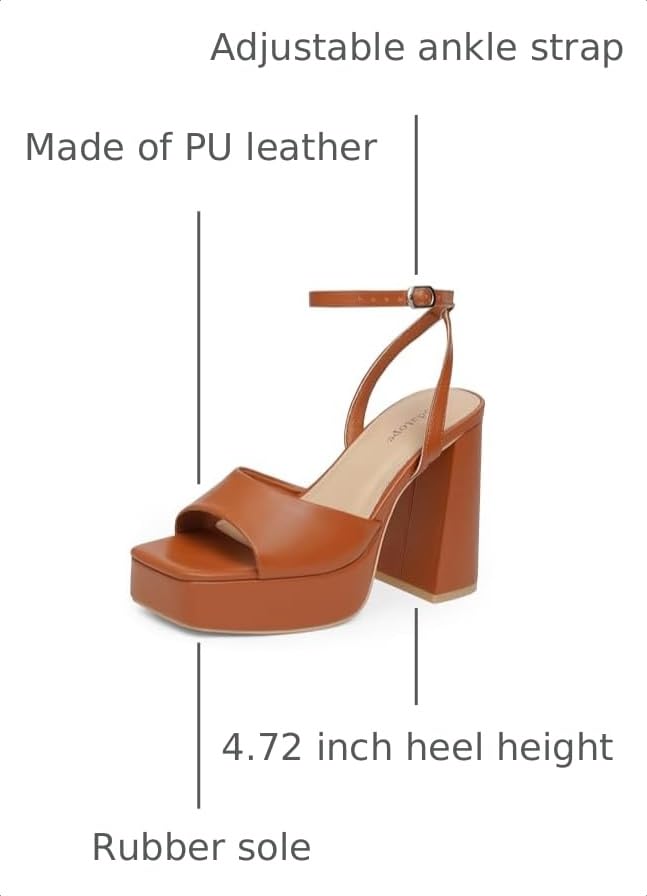 Image of Modatope Platform Heels for Women Platform Sandals Womens Chunky Heel Open Toe Pumps Ankle Strap Womens Wedding Party Pumps Shoes