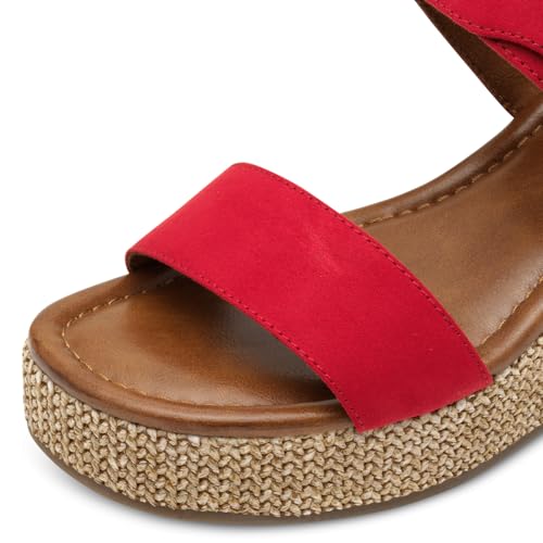 MARCO TOZZI Women's Wedge Sandals Summer, red, 4 UK - Image 5