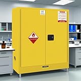 53 * 47 * 21 inch Flammable Safety Cabinet - 170 Gallon Fireproof Steel Storage Cabinet with Double-Wall Zinc Plated Steel, 3-Point Lock & Leak-Proof Base for Industrial & Scientific Labs, Garages