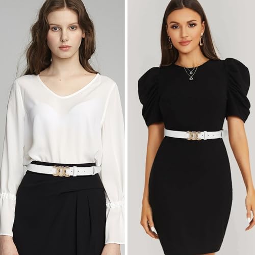 Image of Aurolran Women's Leather Belt with Buckle - Ideal for Dresses, Jeans, and Coats