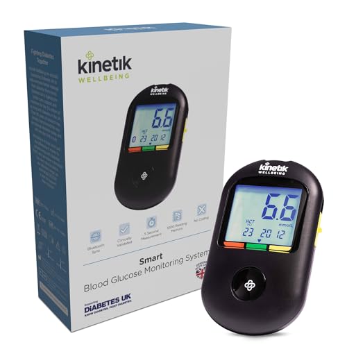 Kinetik Wellbeing Smart Blood Sugar Monitor - Glucometer Kit for Diabetic Home Testing Used by the NHS Blood Glucose Meter for Precise Sugar Monitoring Suitable for Pregnancy Supporting Diabetes UK