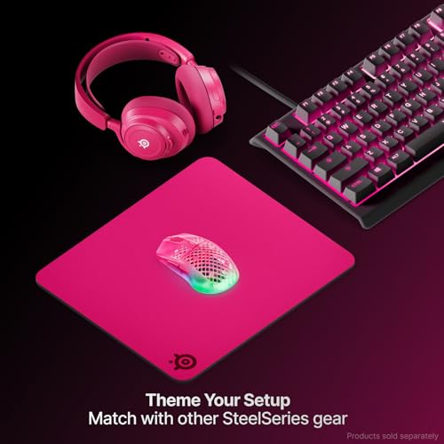 Image of SteelSeries QcK Heavy Gaming Mousepad - Thicker, Non-Slip Silicone Rubber Base, Peak Tracking, Optimized for Gaming FPS, MOBAs, RTS, MMO - Large Size 450 mm x 400 mm x 6 mm - Magenta