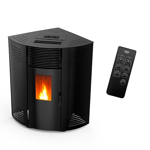 Sannover Stufa a pellet angolare impermeabile Iseos, 12,2 kW, colore: Nero