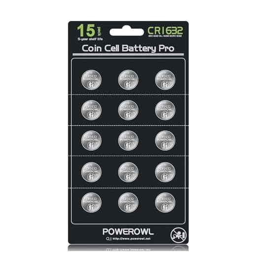 POWEROWL High Capacity CR1632 Battery (15-Pack) CR 1632 3v Lithium Batteries, 10 Years Leak-Free