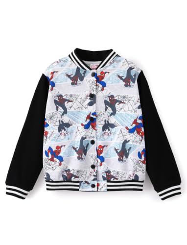 Image of Disney Marvel Bomber Jacket Spider Man Toy Story Cars Varsity Cardigan2-13Y | Officially Licensed Snap Button Coat,Fall Star Wars Graphic Cloth Top,Hulk Venom Stitch Mickey Lightning Mcqueen Kids Apparel