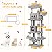 Hzuaneri Kratzbaum groß, 170 cm hoch, Katzenbaum, mit 8 Kratzbäume, 2 Höhlen, groß Plattformen, Waschbare Matte, Hängematte, Plüschbälle, mehrstöckiger katzenkratzbaum, Hellgrau MS17018LG