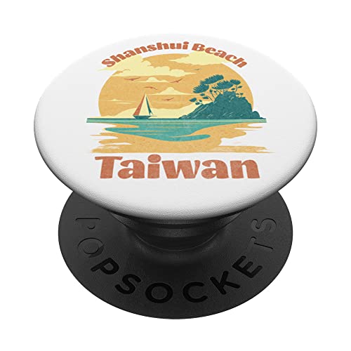 Shanshui Beach Taiwan Surfing Surf Beach Vacation PopSockets Swappable PopGrip, Black