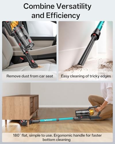 Image of Cordless Vacuum Cleaner, 650W 55KPa 60Mins Vacuum Cleaners for Home, 8-in-1 Stick Vacuum with Charging Dock Station, Powerful Suction, Rechargeable, Versatile for Carpet, Hard Floor, Pet Hair