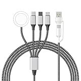 4 in 2 Multi Charging Cable for Apple Watch Charger, Upgraded Wireless USB C iWatch Charger Fast Charging with Type C/Light-ning Compatible with iWatch Ultra SE 10-1, i-Phone 16-11, Android (4FT)
