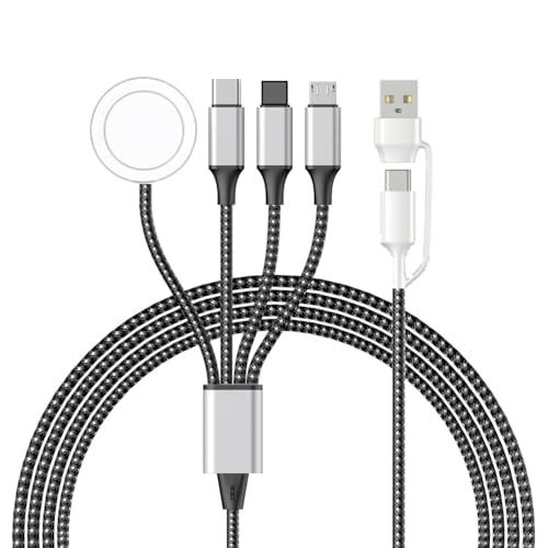 4 in 2 Multi Charging Cable for Apple Watch Charger, Upgraded Wireless USB C iWatch Charger Fast Charging with Type C/Light-ning Compatible with iWatch Ultra SE 10-1, i-Phone 16-11, Android (4FT)