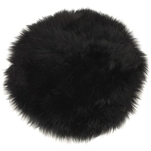 MACOSA Dekofell rund schwarz 34 cm echtes Lammfell modern Sitzplaid Sitzkissen Deko-Fell Tischdeko Echtfell Sitzauflage Stuhlkissen Fellteppich klein (Schwarz)