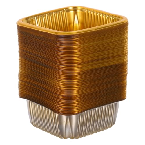 MUCKLILY 100pcs Mooncake Tray Plastic for Egg Yolk Cakes Golden