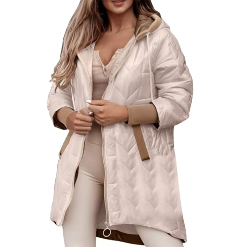 Manteau hiver femme chaud et parka longue zippée épaisse à capuche fourrure grande taille