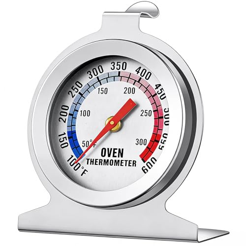 Qluisio Oven Thermometer for Gas & Electric Ovens, 100°F-600°F Precision Mechanical Thermometer with Hanging Hook & Stand, Perfect Inside Oven Thermometer for Baking, Grilling, Air Fryers