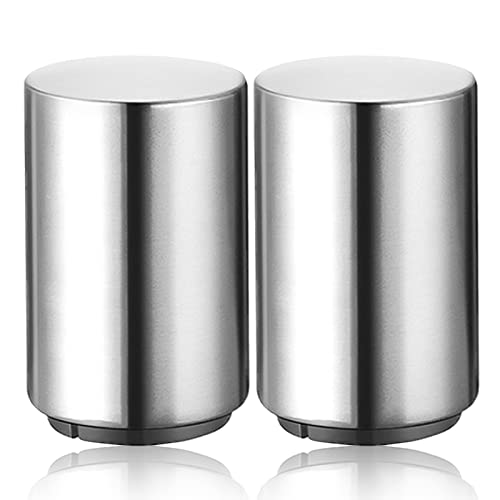 2PCS Pop-the-Top Beer Bottle Opener Metal Automatic Magnetic Glass Bottle Cap Openers Wine Bartender Tool Cap Catcher for Bar Party Wine Ceremony Restaurant Household Utensils Easy to Use-Silver