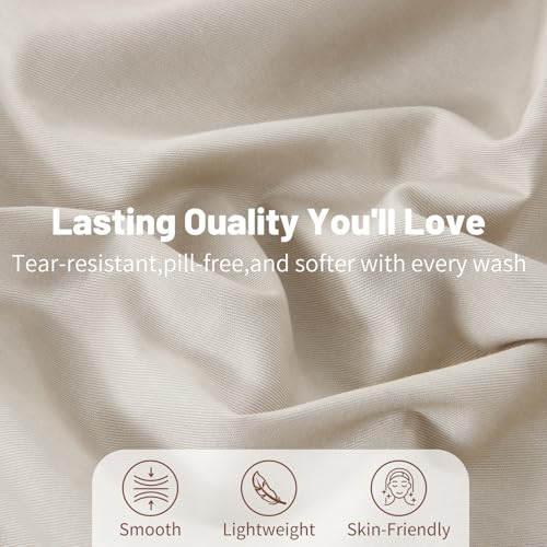 MEISHANG 1000 Thread Count Egyptian Cotton Sheets California King - 100% Egyptian Cotton Sheet Set, Sateen Weave, Soft & Breathable, 16" Deep Pockets - 4 Piece (Cal King, Linen)