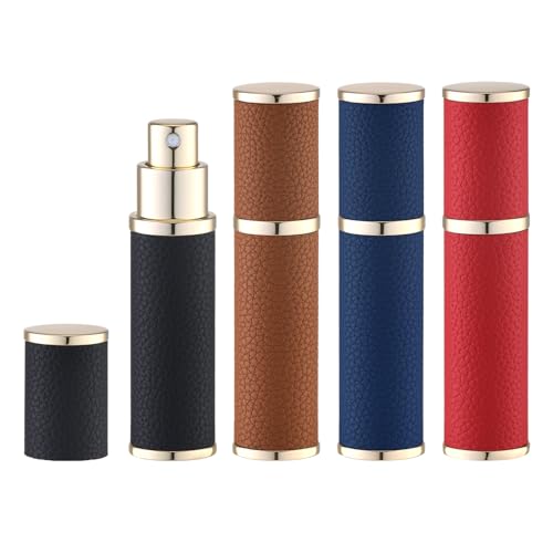 Fusupak Travel Perfume Bottle Refillable - Mini Leather Cologne Atomizer Sprayer Portable - Empty Small Size Fragrance Pump Dispenser Container for Men Women Gifts - Small Refill 10ml 4 PCS by Fusupak - Used condition - US$17.47