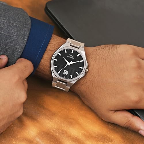 Image of LOUIS DEVIN Stainless Steel Chain Analog Wrist Watch for Men (Black /Blue /Green /White Dial) | LD-G076-CH