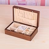 Small Jewelry Box for Women Girls, wooden Travel Jewelry Case, Portable Jewelry Organizer Storage Holder Display for Ring Earrings Necklace Brooch Men Gift, Dark Blue