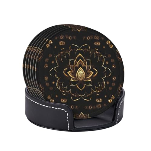 Dessous de verre polyuréthane fleurs lotus dorées boisson décoration - 7