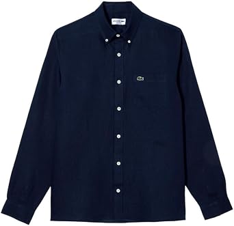 Lacoste Men's Regular Fit Linen Casual Button Down Shirt