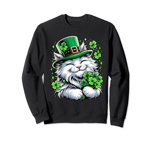 Divertido duende gato leprechaun Leprecat Día de San Patricio niños hombres mujeres Sudadera